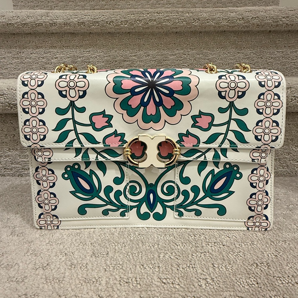 Tory Burch Gemini Link Large Printed Chain Shoulder Bag